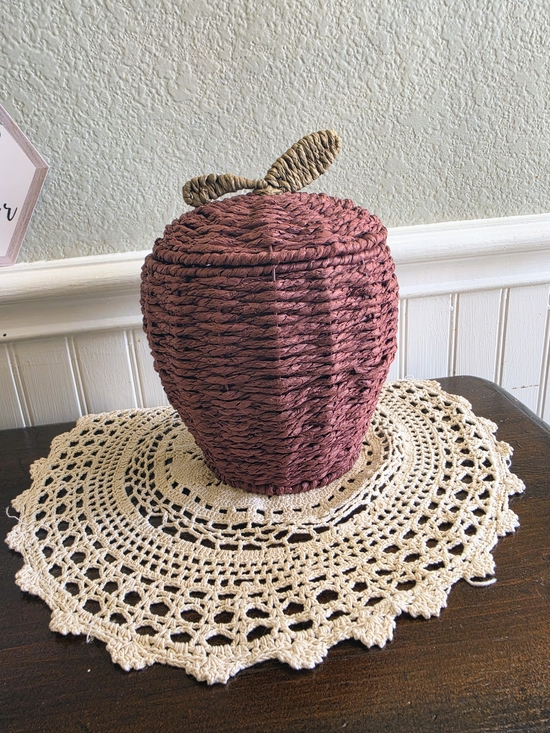 Other - Handwoven Maroon Apple Storage Basket with Natural Stem